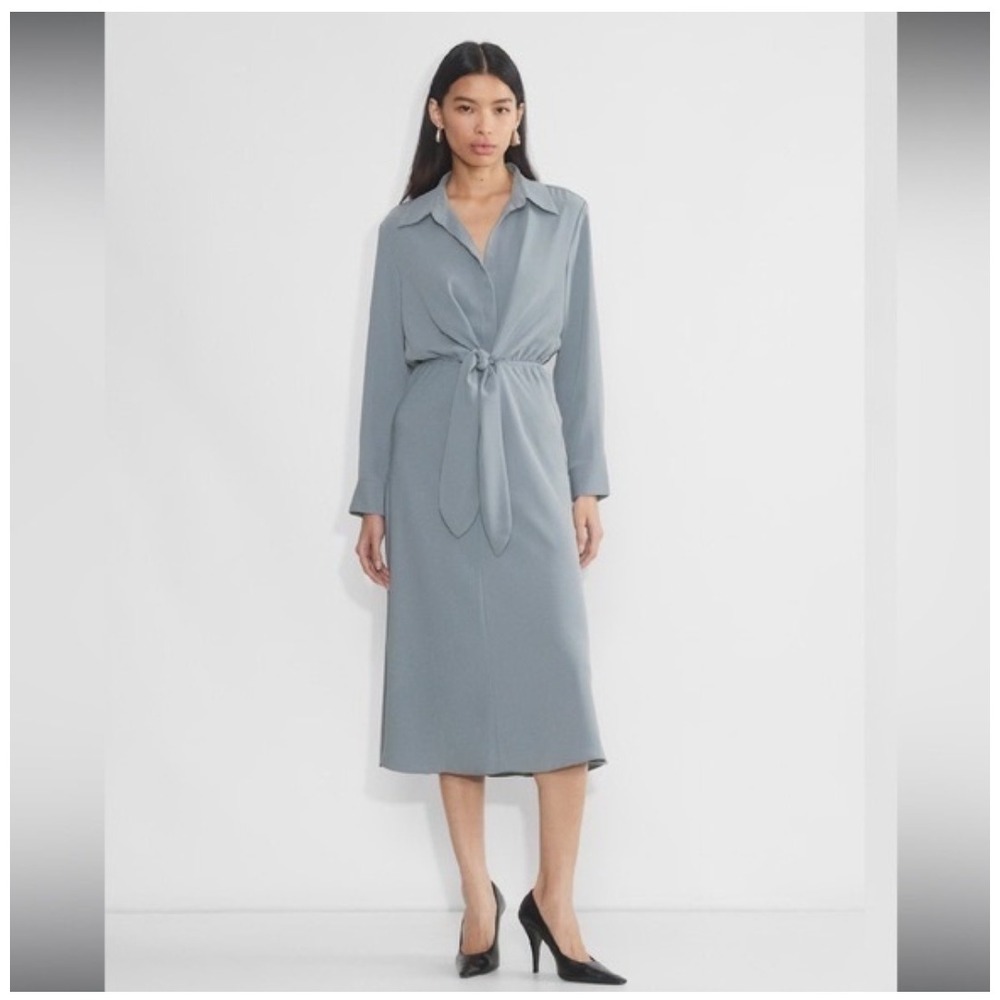 Babaton Aritzia Tie-Front Midi Shirt Dress Size L - Picture 9 of 9